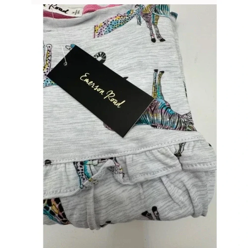 NWT EMERSON ROAD PJ Safari Verano Set‎ Ruffled Long Sleeve Top & Shorts XS